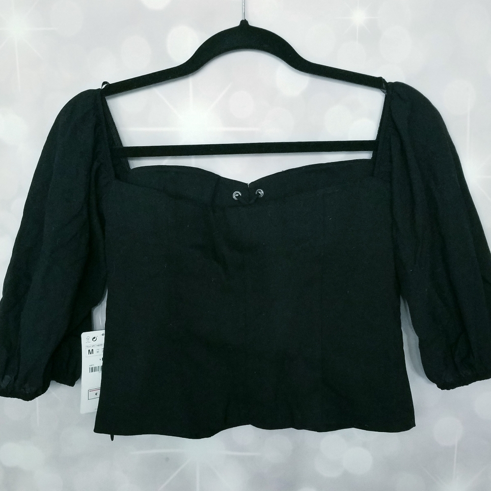 🚫SOLDⓂ️NWT ZARA BLACK LACE UP CORSET TOP - Picture 5 of 5